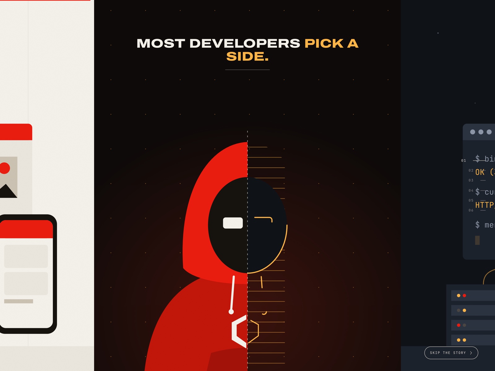 Hand-drawn SVG scenes, front and back