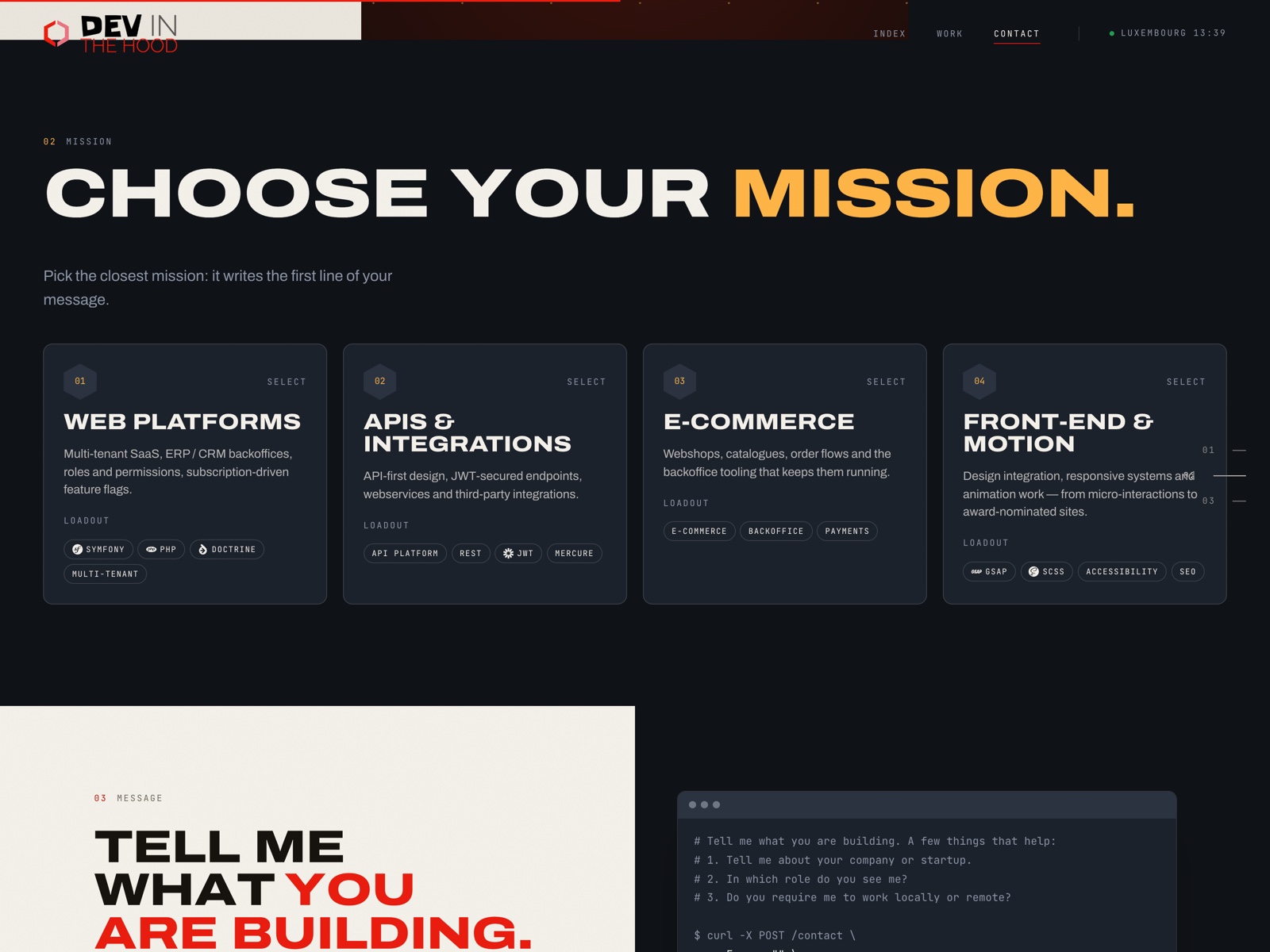 A contact form that shows its own request