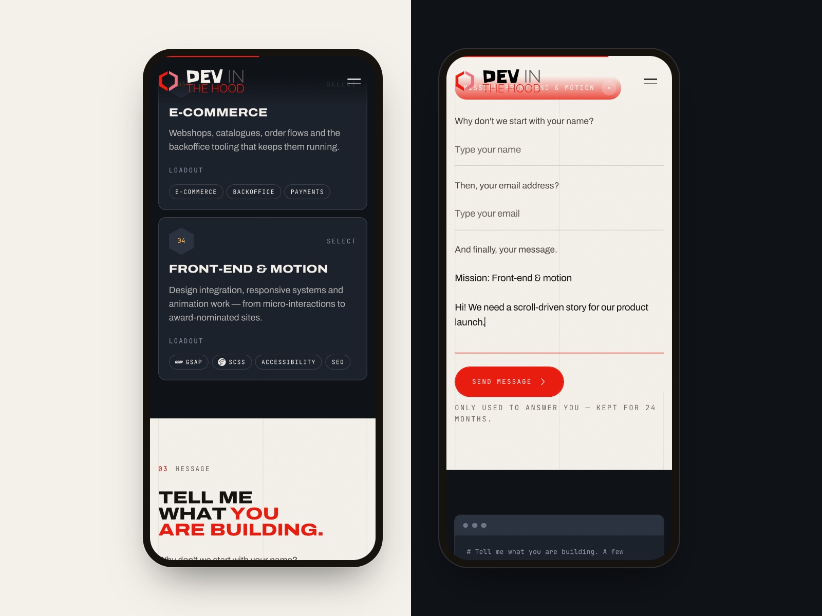 A contact form that shows its own request