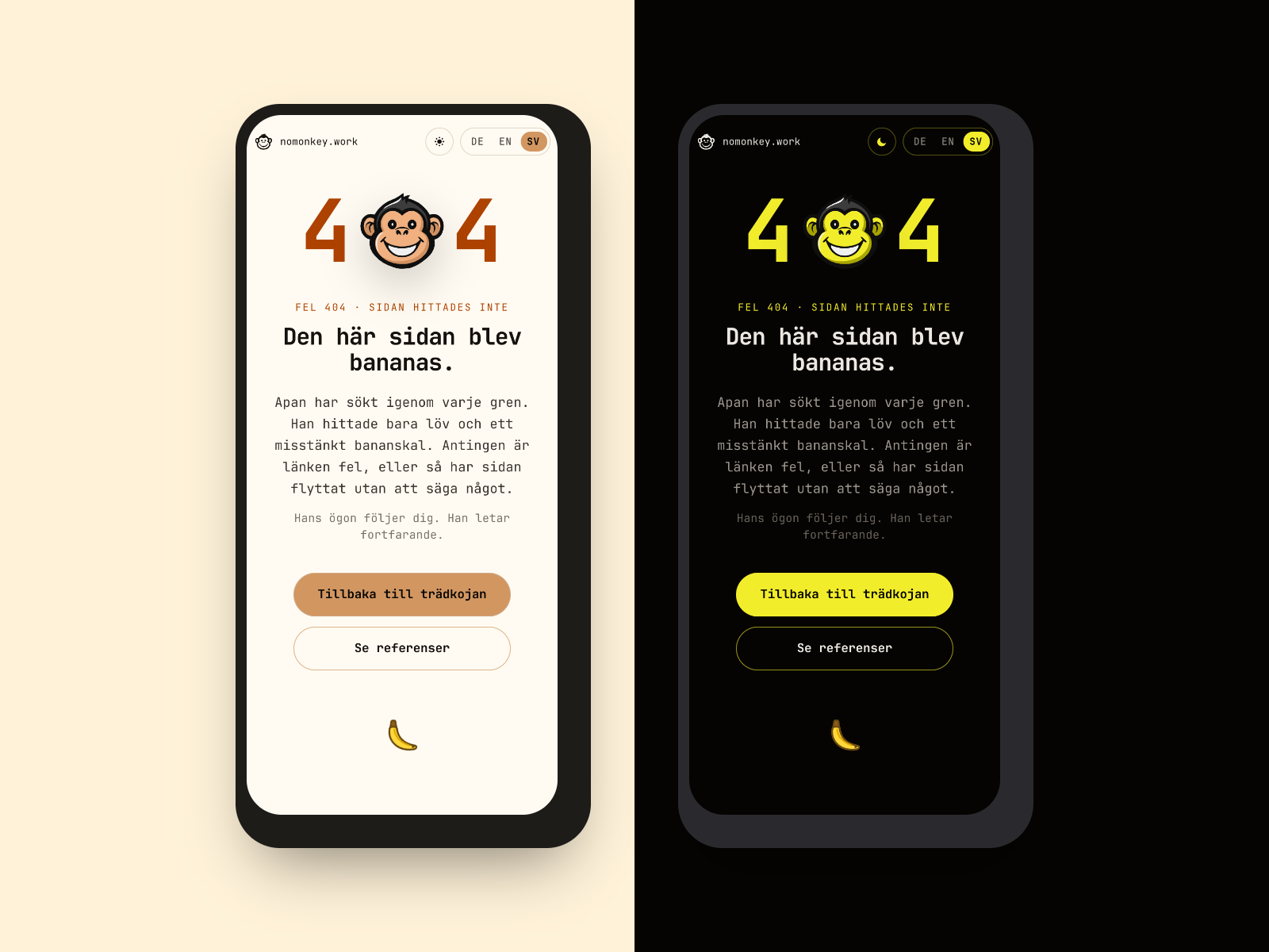 This page went bananas – the monkey's 404