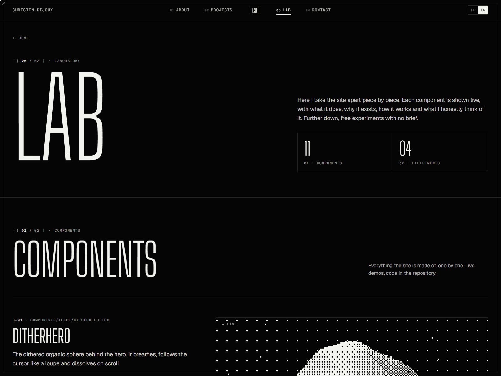 Lab — every component dissected live + free experiments