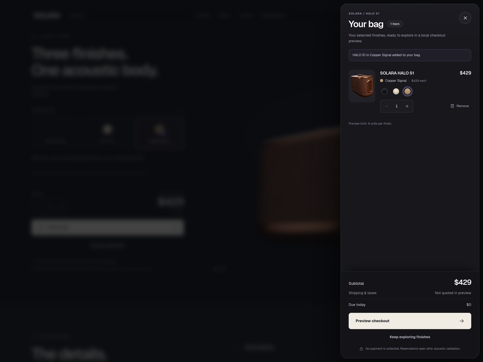Bag and preorder