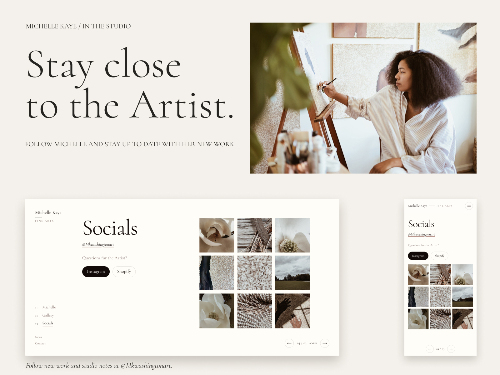 Michelle Kaye — Studio & Socials