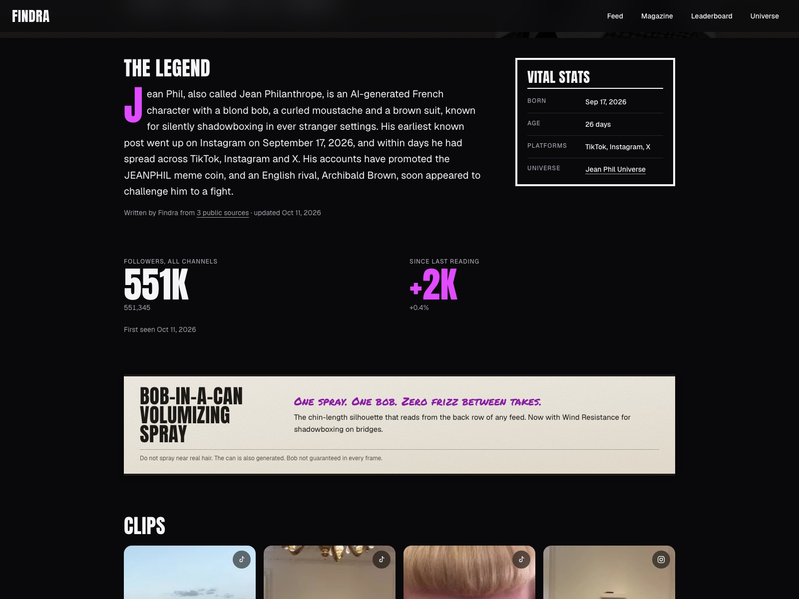Leaderboard and vital stats