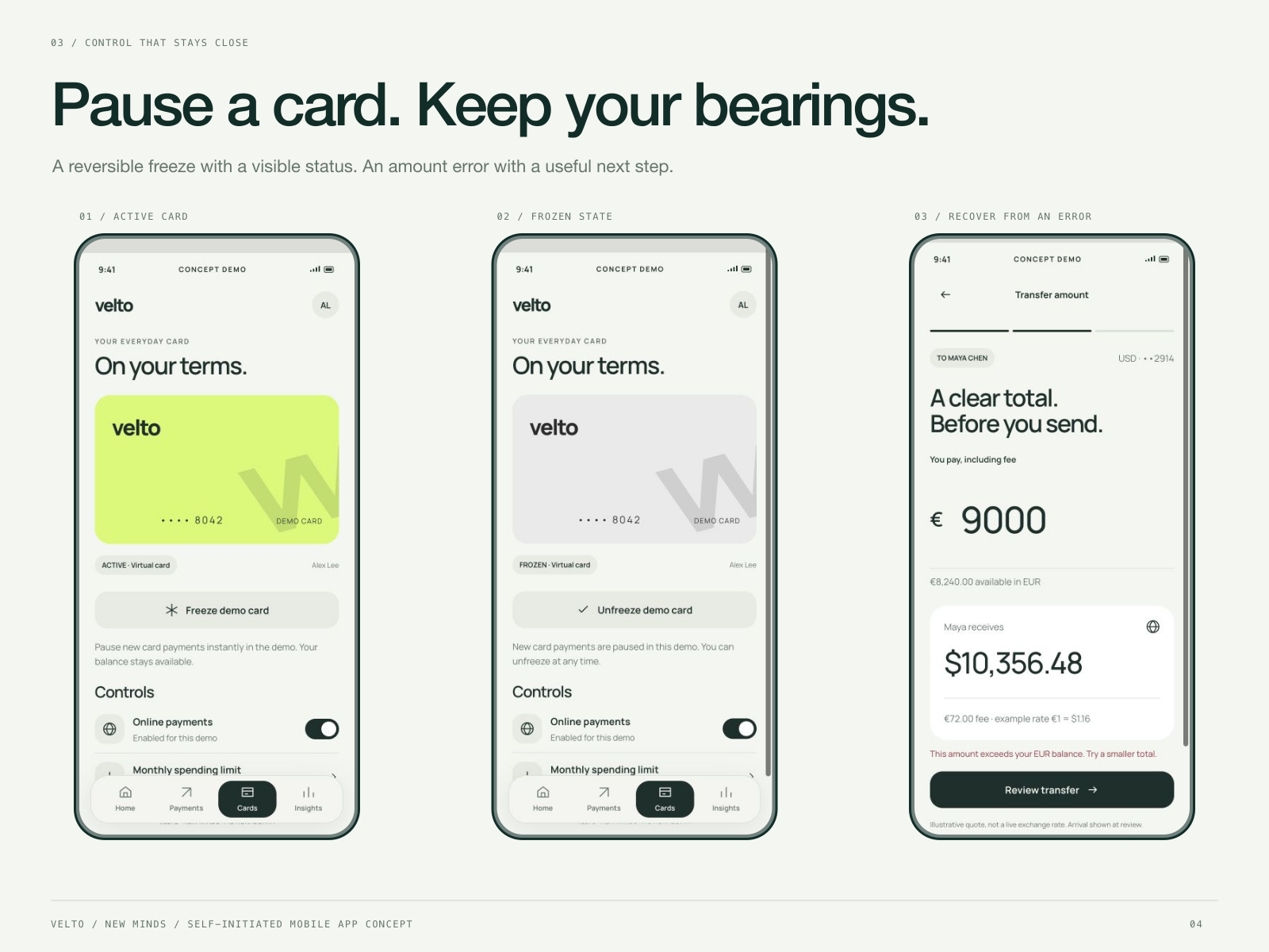 Transfers, card controls and savings