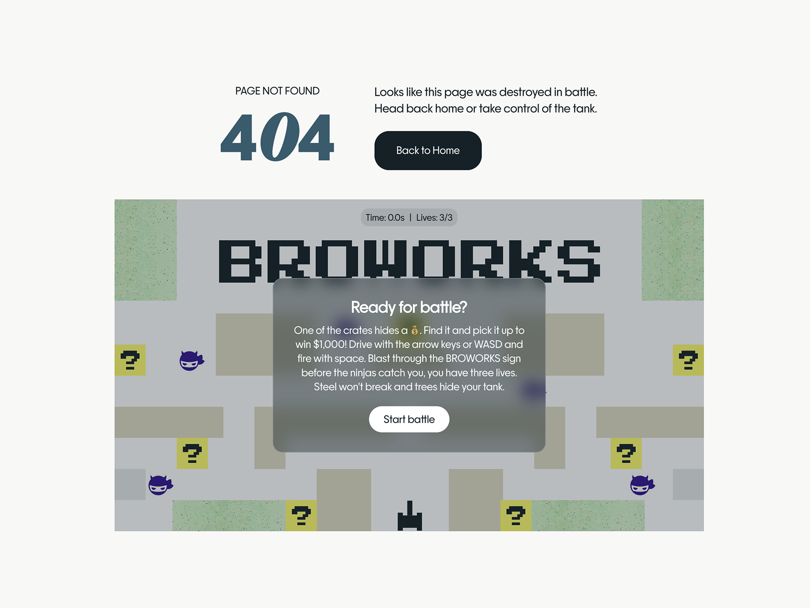 Error 404 Page Game