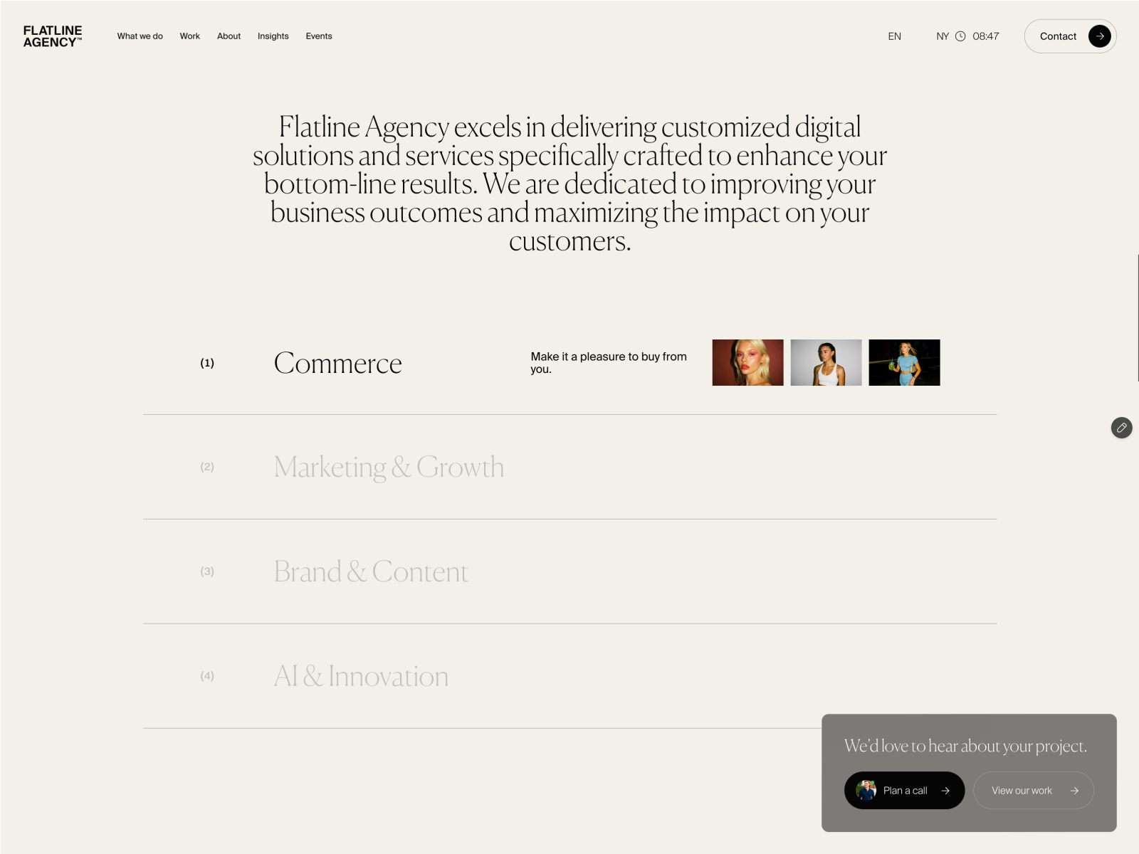 Homepage scroll transition