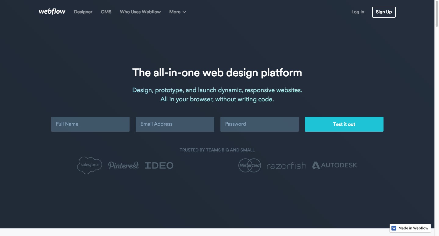 Responsive web design tool, CMS, and hosting platform | Webflow