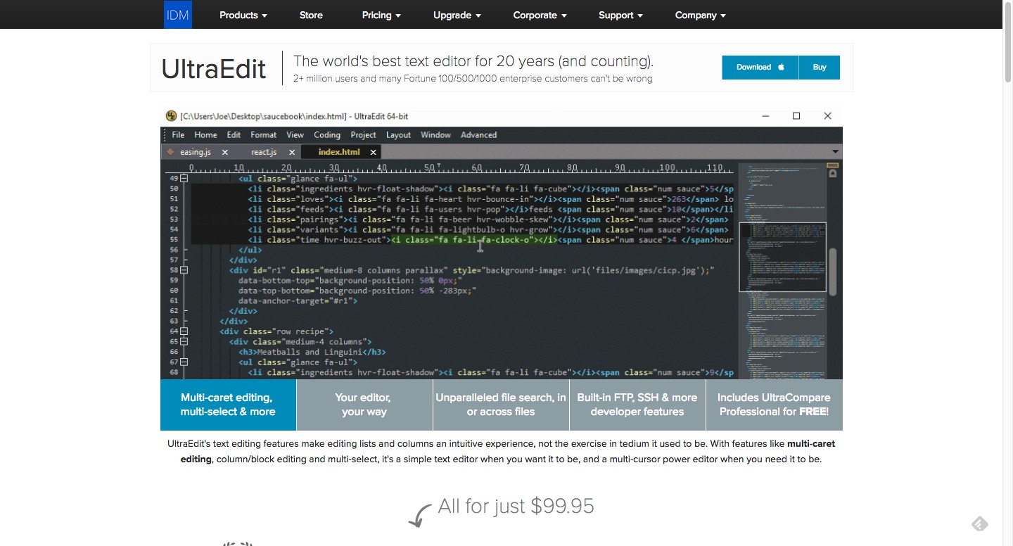 Ultraedit The Text Editor Trusted By Millions Code Editors And Online Front End Tools Awwwards