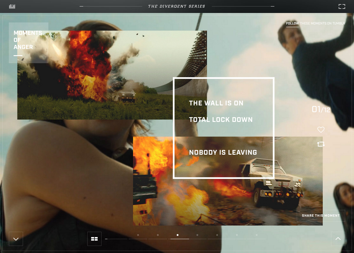 horizontal layout, social share,