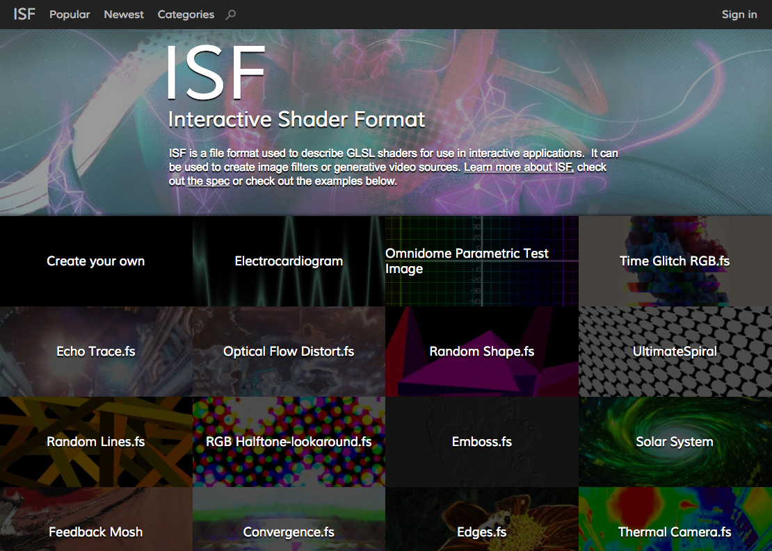 ISF Interactive Shader Format Editor and Gallery