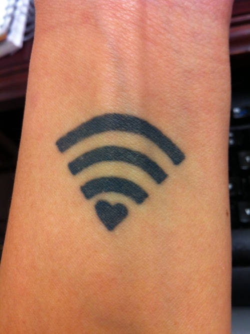 Famous Geek WiFi Love Tattoo On Girl Wrist | Tattoobite.com