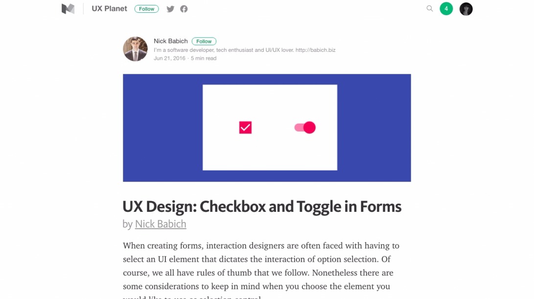UX Design: Checkbox and Toggle in Forms
