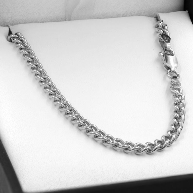 55cm Sterling Silver Round Curb Chain Necklace - SN-C100