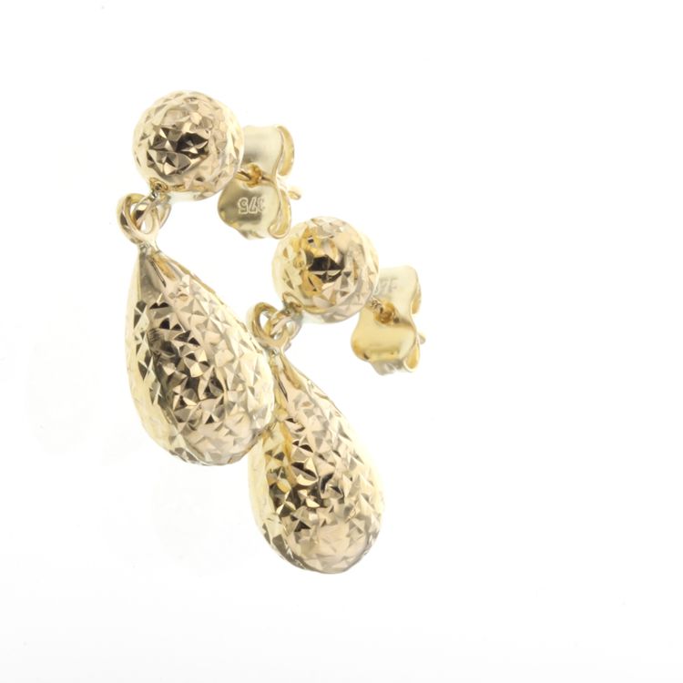 9ct yellow gold tear drop stud earring - PAIR - GM-EAR142