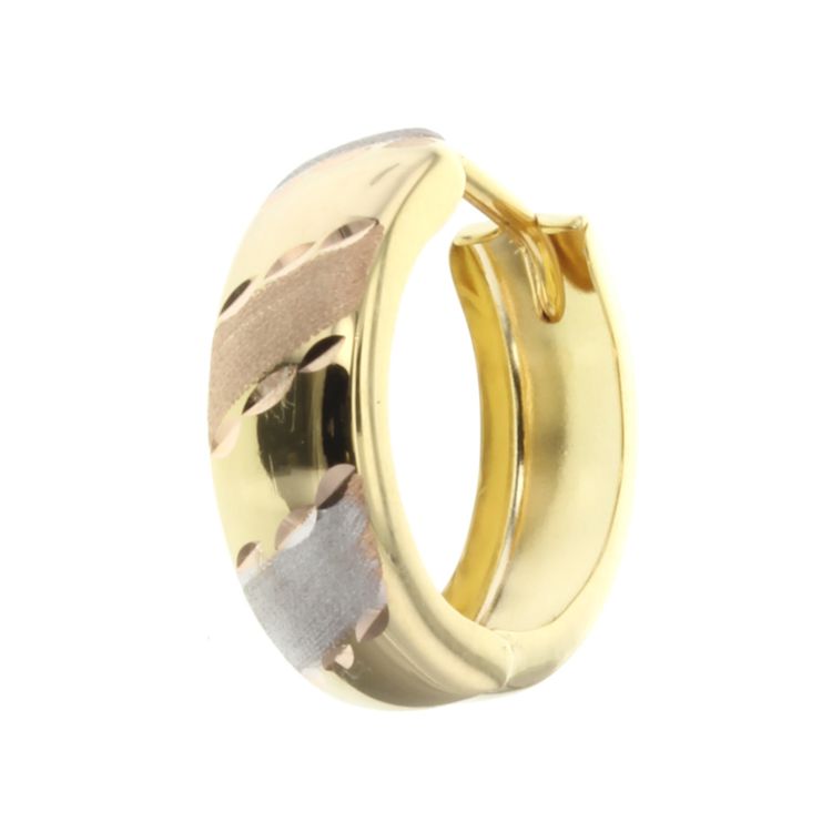 9ct yellow & white gold huggie earring - PAIR - GM-EAR119