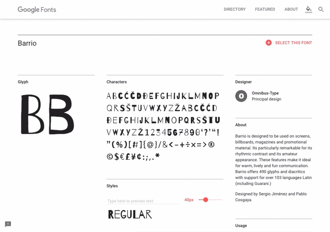 Barrio - Google Fonts