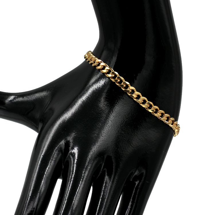 19cm Yellow Gold Belcher Chain Bracelet - GB-B3