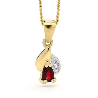 Ruby and Diamond Petal Pendant - BEE-61374-CR