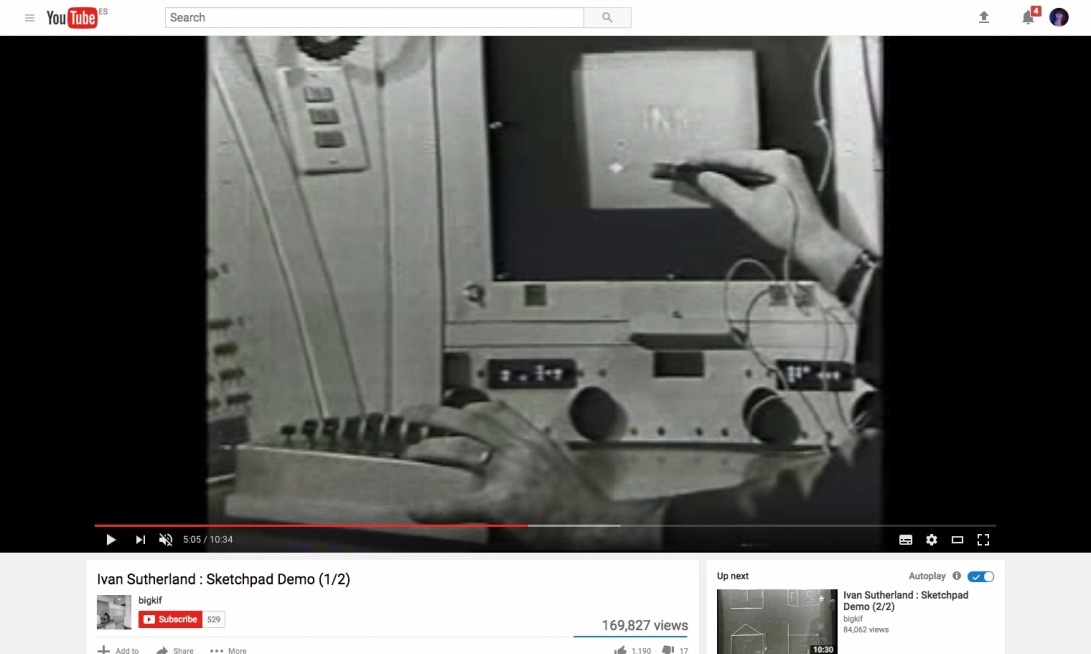 Ivan Sutherland : Sketchpad Demo (1/2) - YouTube