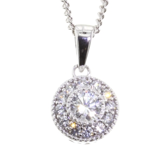 9ct White Gold Circle Pendant - PDS-010