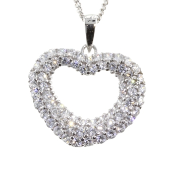 9ct White Gold Heart Pendant - PDS-052