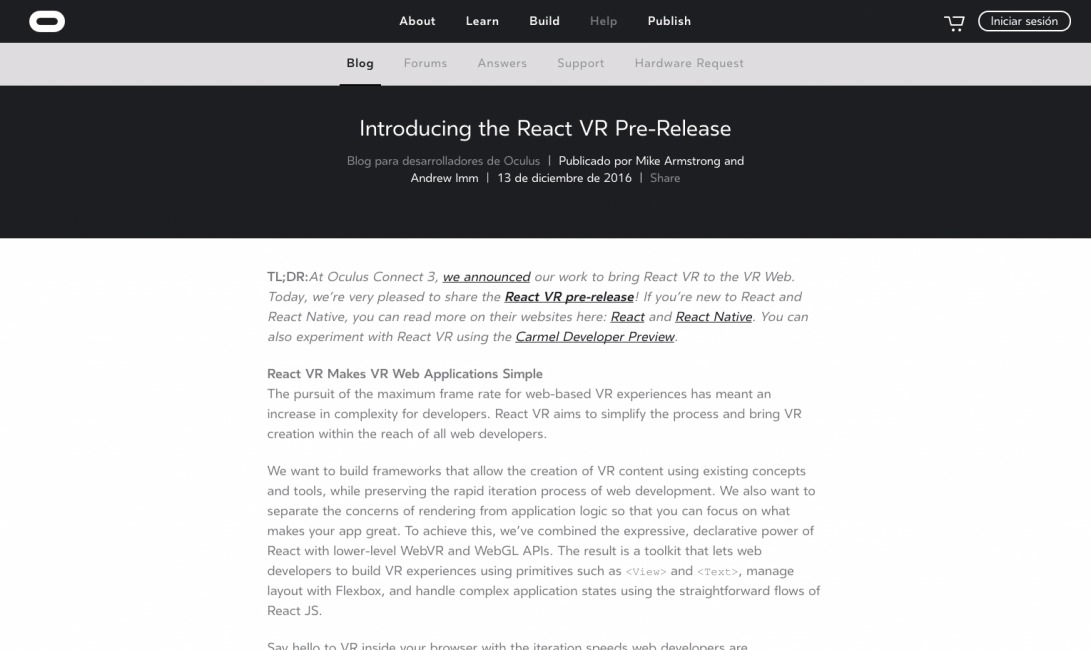 Introducing the React VR Pre-Release | Oculus