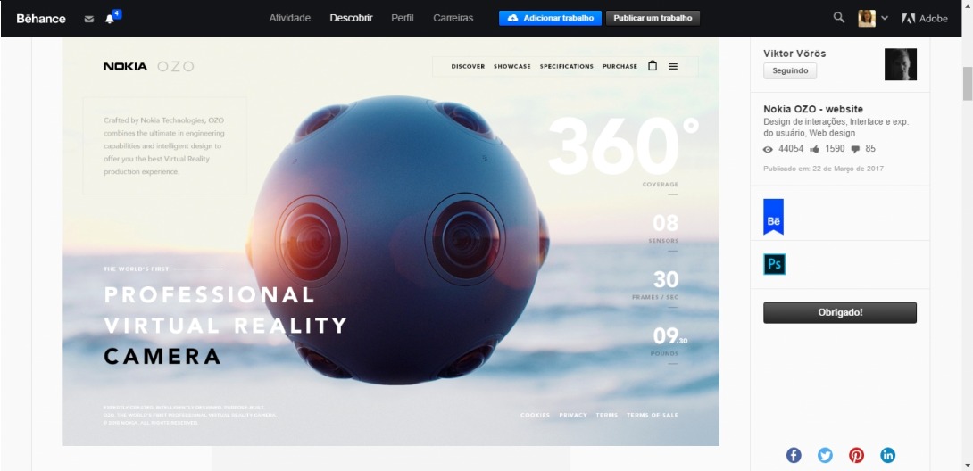 Nokia OZO - website on Behance