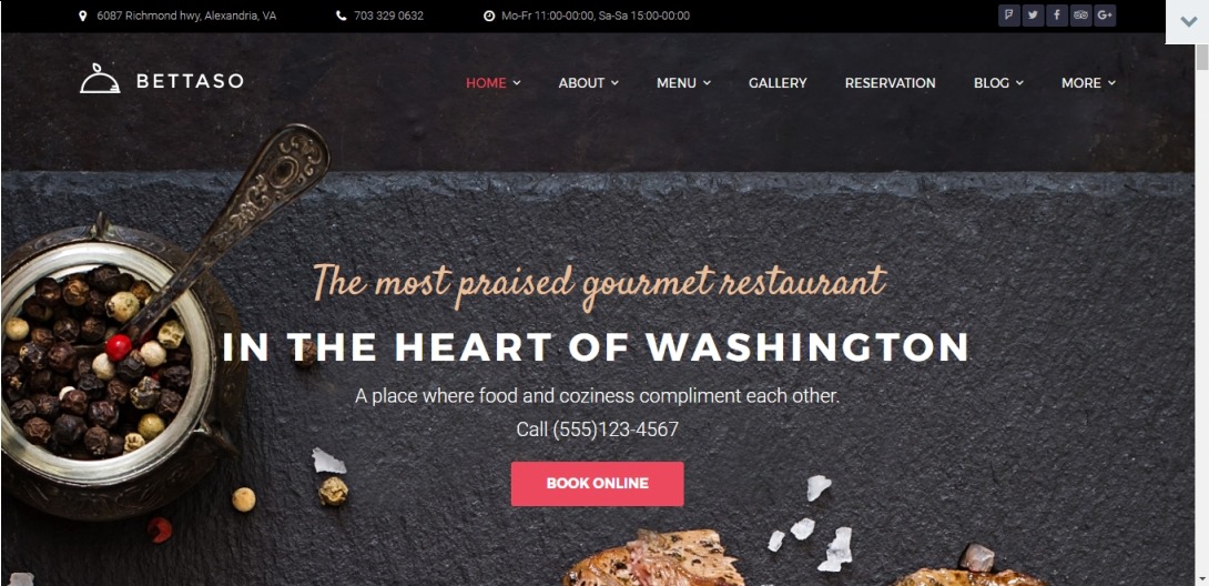 Demo Preview for Bettaso - Cafe & Restaurant WordPress Theme #58667