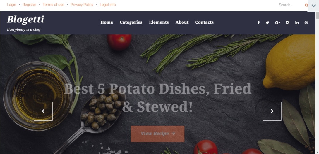 Demo Preview for Blogetti - Restaurant Blog WordPress Theme #58395