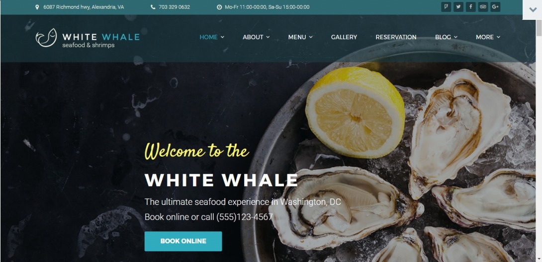 Demo for White Whale - Seafood Restaurant WordPress Theme #60114