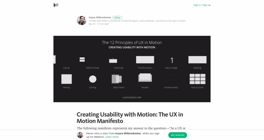 Creating Usability with Motion: The UX in Motion Manifesto