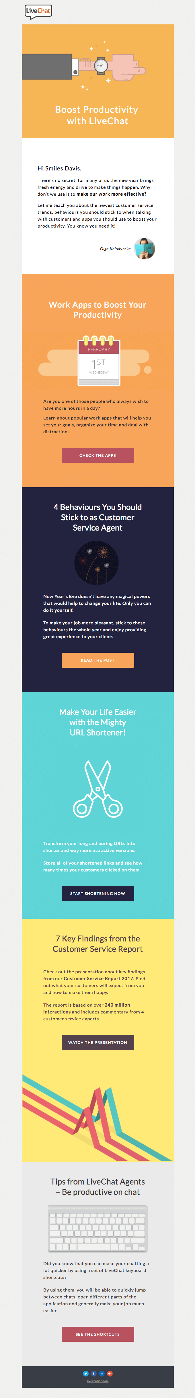 Boost Productivity with LiveChat [Monthly Newsletter] - Really Good Emails