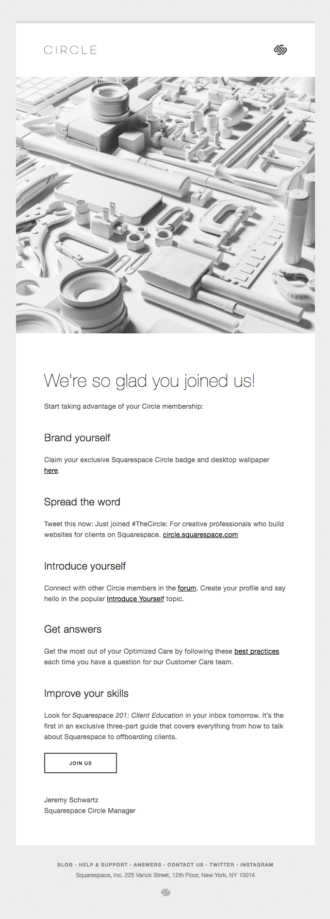 Welcome to Squarespace Circle - Really Good Emails