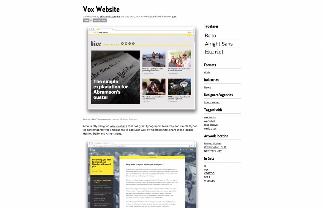 Vox Website - Fonts In Use