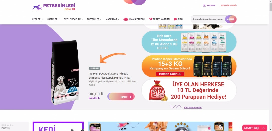 Kedi Maması, Köpek Maması ve Aksesuarları Petbesinleri.com.tr'de!