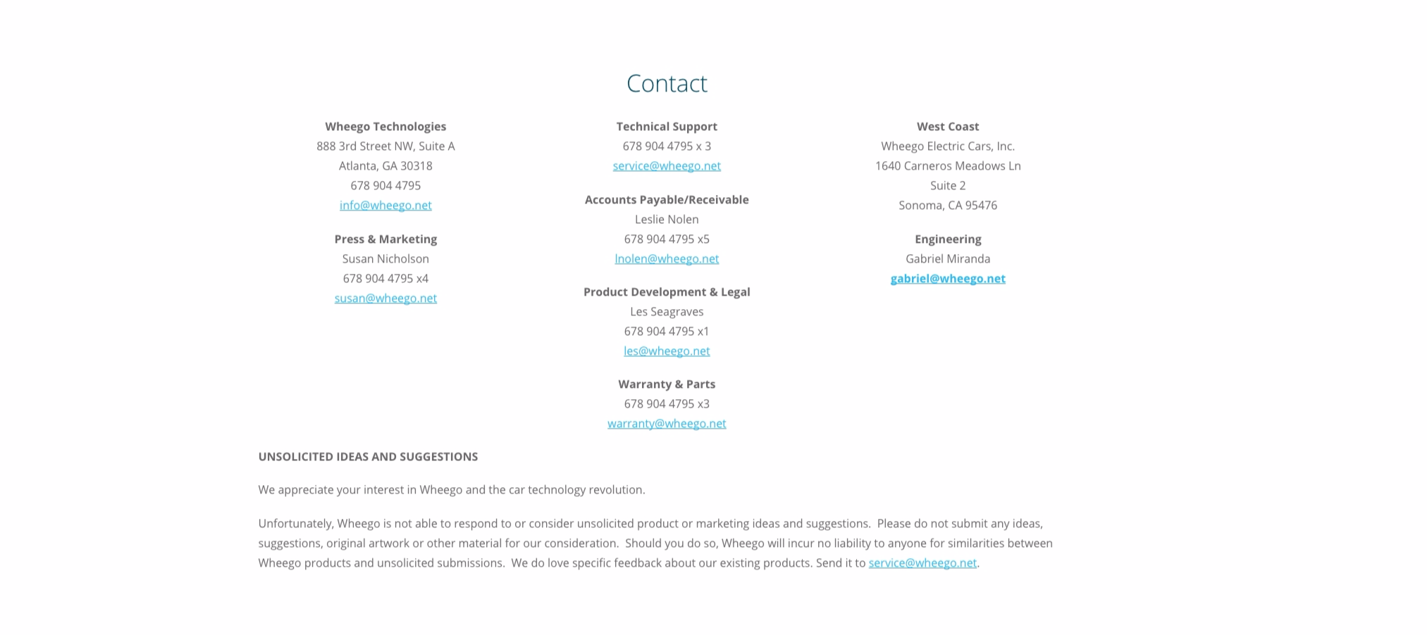 Contact – Wheego Technologies