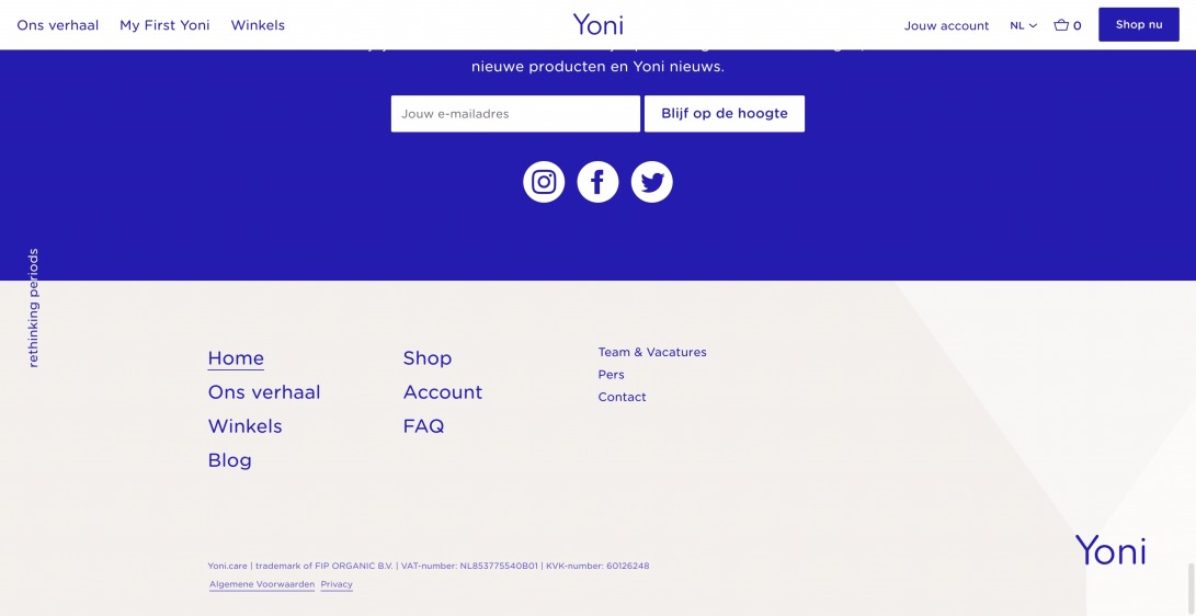Yoni — Tampons, maandverband en inlegkruisjes van biologisch katoen