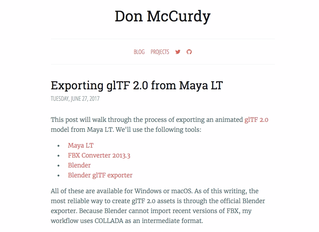 Exporting glTF 2.0 from Maya LT