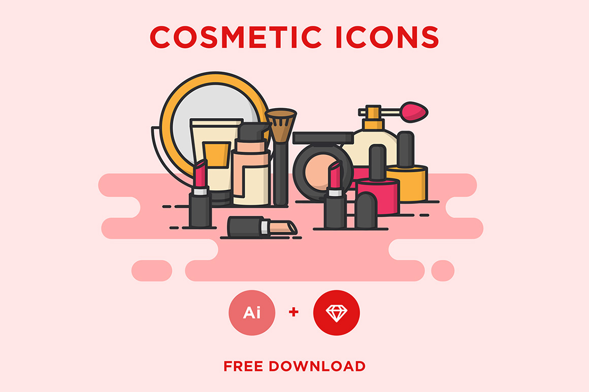 Cosmetics free icons set