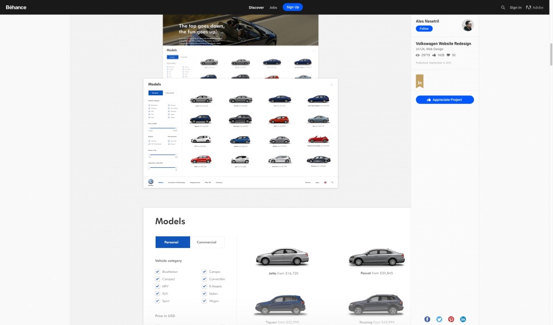 Volkswagen Website Redesign on Behance