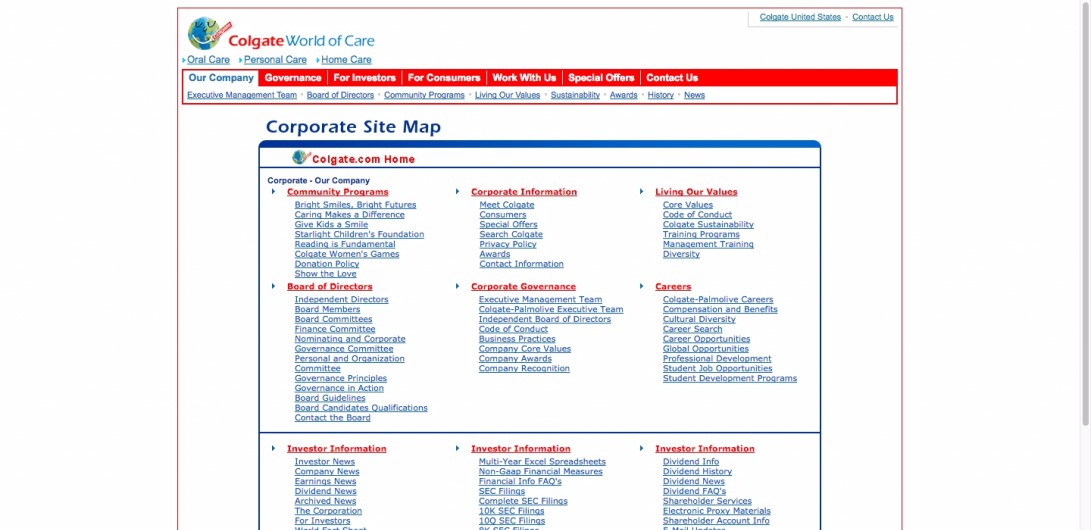 Colgate-Palmolive Corporate Sitemap