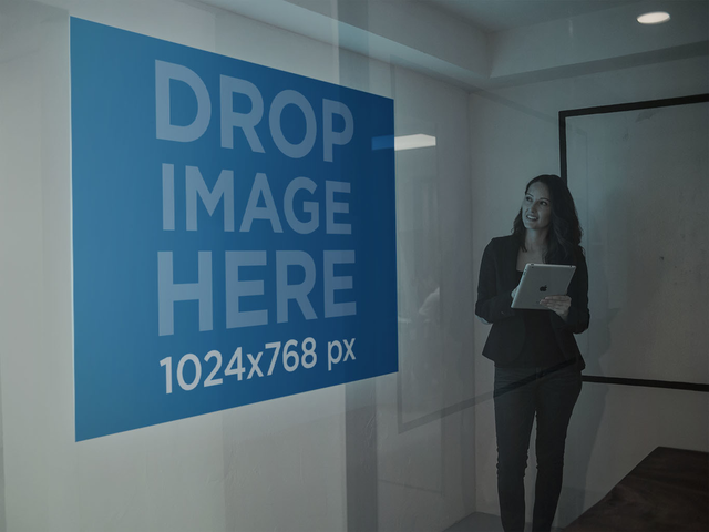 Mockup of a Woman Checking a Presentation