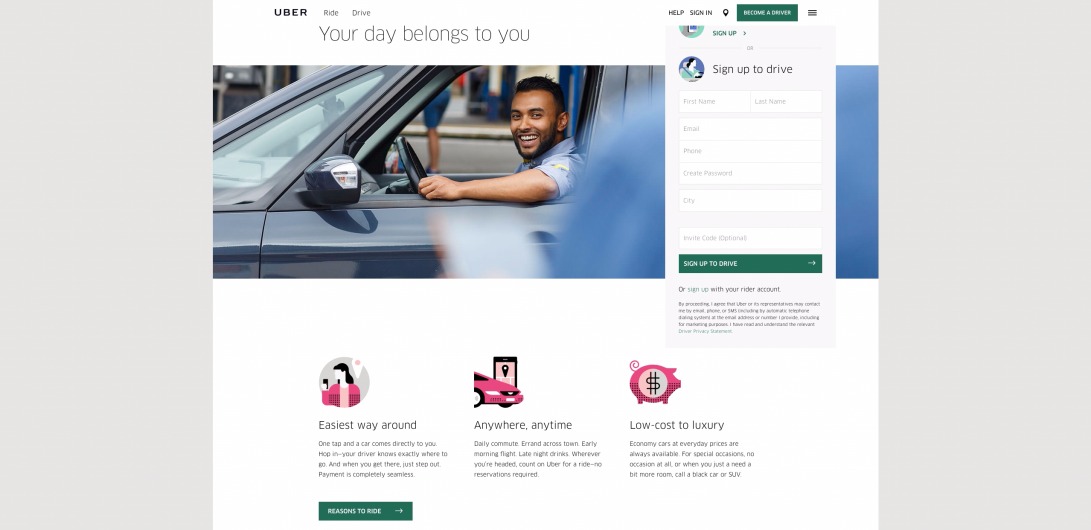 Sign Up to Drive or Tap and Ride | Uber