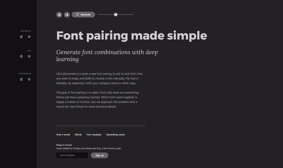 Fontjoy - Generate font pairings in one click
