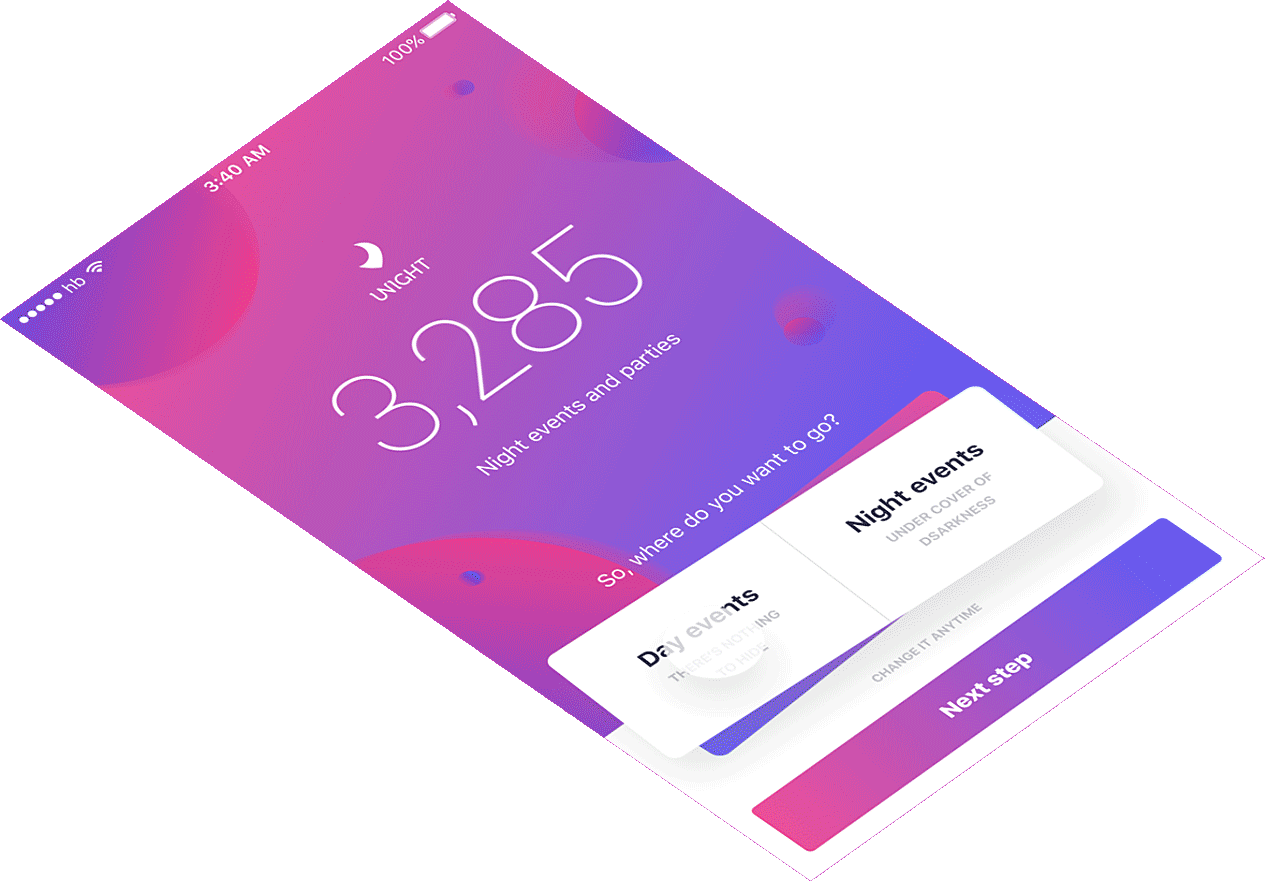 Unight — Foursquare for party lovers iOS and Android app design