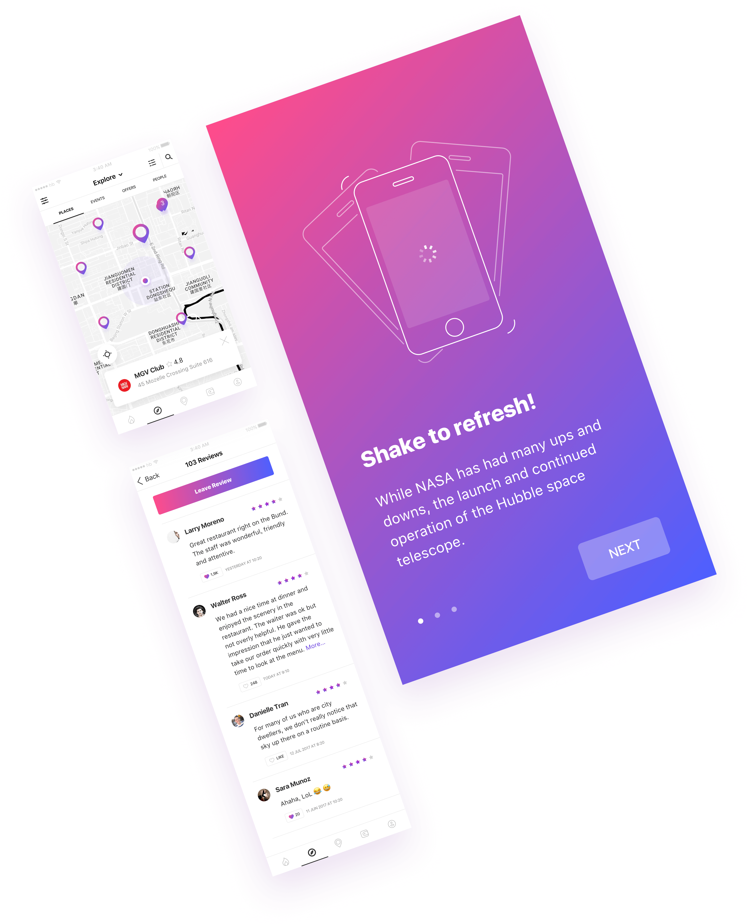 Unight — Foursquare for party lovers iOS and Android app design