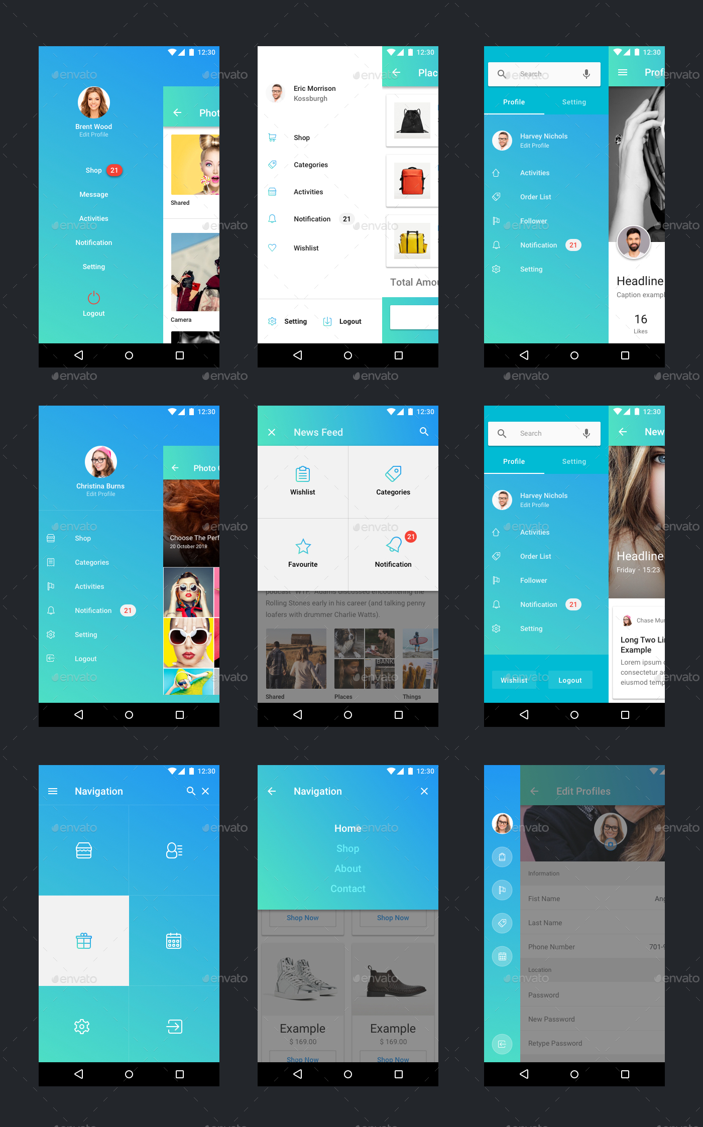 マテリアルテーマUX / UI Kit by TonyTran_ | GraphicRiver