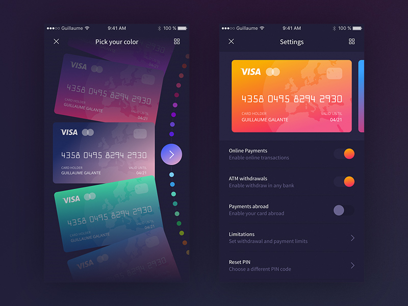Banking App - Settings by Guillaume Galante - Dribbble