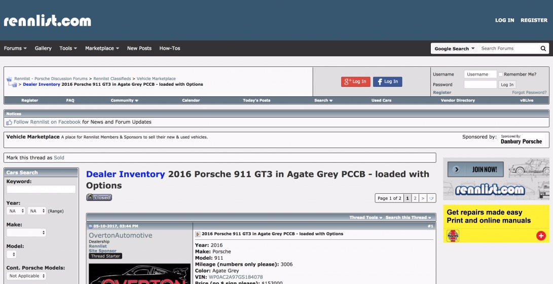 Dealer Inventory 2016 Porsche 911 GT3 in Agate Grey PCCB - loaded with Options - Rennlist - Porsche Discussion Forums